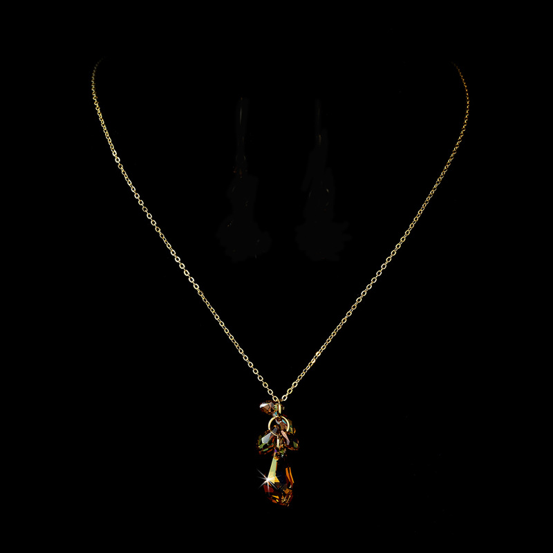 Gold Amber Swarovski Crystal Necklace 