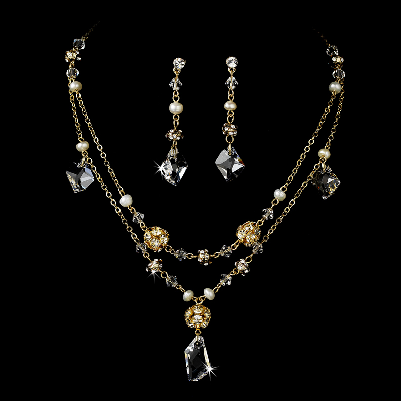 Gold Plated Austrian Crystal Drop Necklace