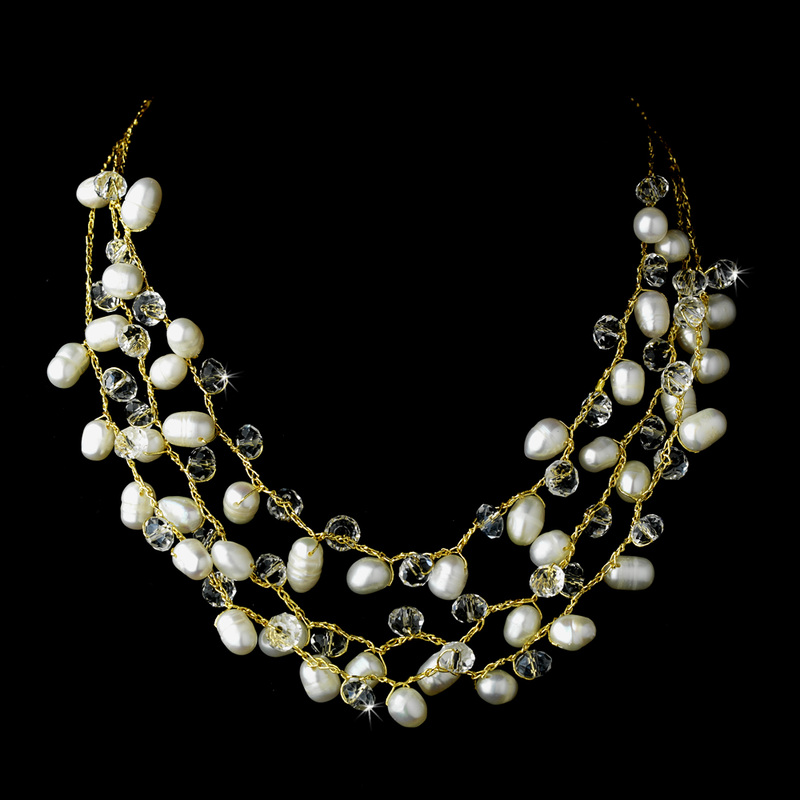 Silk White Pearl Clear & Genuine Austrailian Crystal Necklace