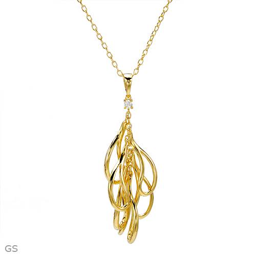 0.20 CTW Cubic Zirconia Gold Plated Silver Necklace